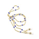 Szemüvegtartó lánc, kék/arany, tasakban, 1 db